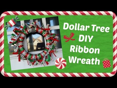 $7 Dollar Tree DIY Christmas Ribbon Wreath