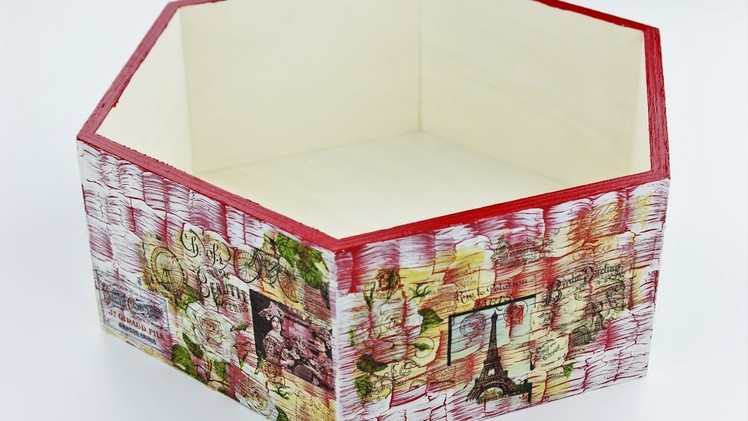 Decoupage wooden box with crackle - Fast & Easy Tutorial - DIY