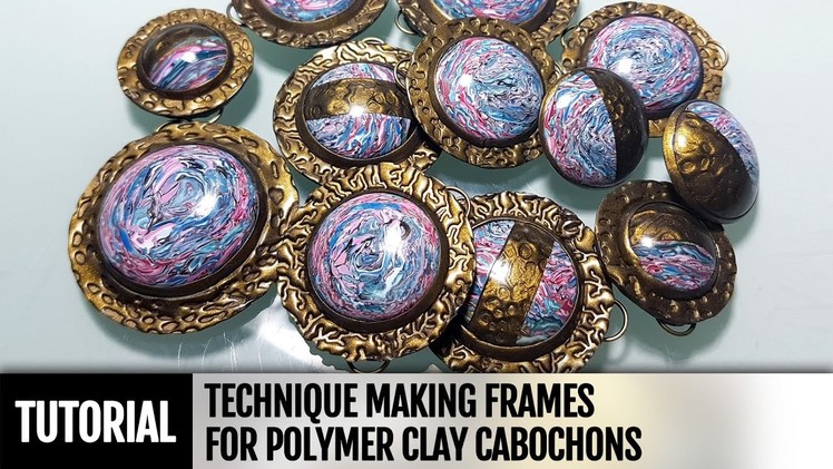 DIY How to decorate polymer clay cabochons with unique frames. Video Tutorial