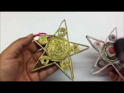 Diy How to make Recycled Newspaper Christmas Star decoration