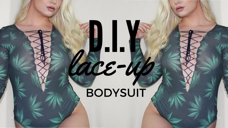 DIY lace up bodysuit from a long sleeved top! | glitzygoddess x