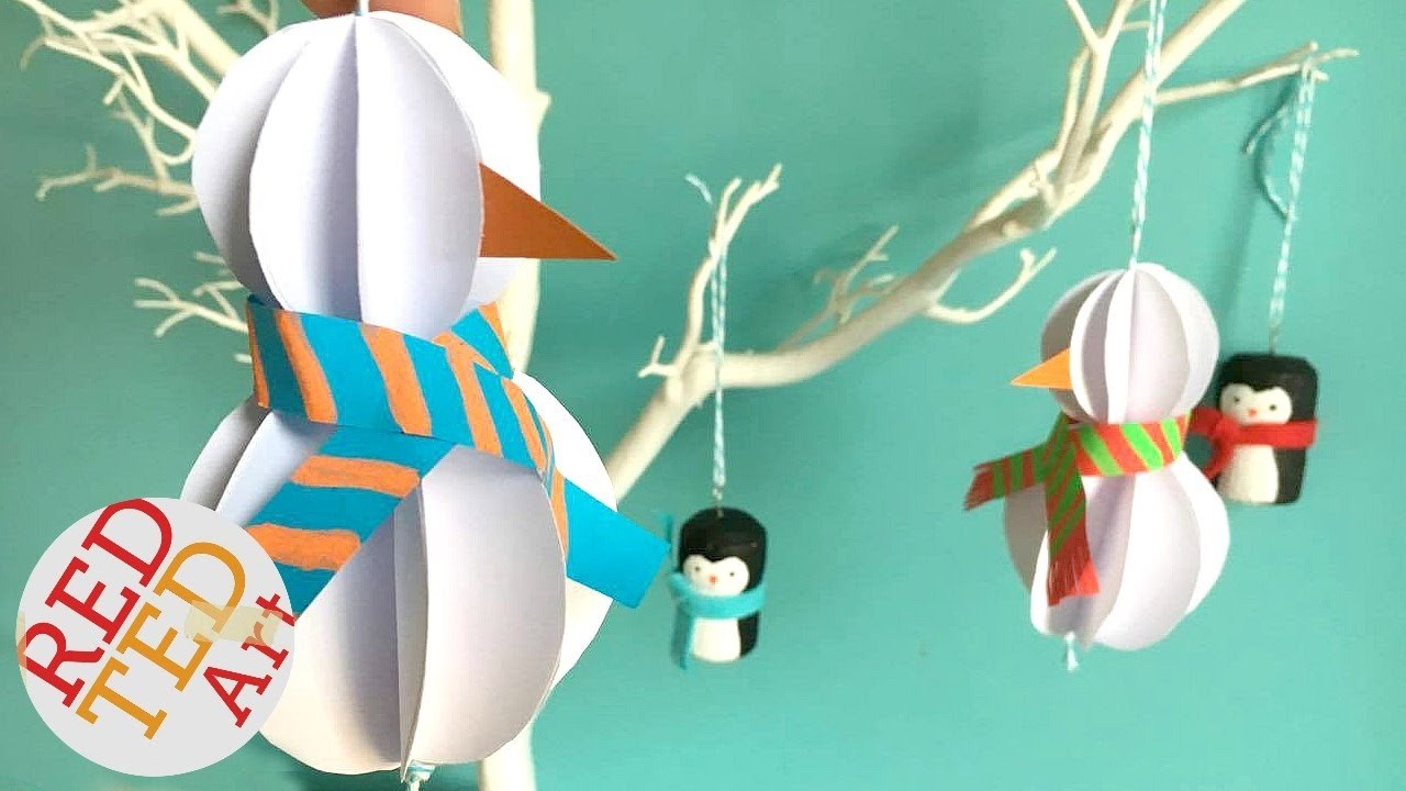 Easy Paper Snowman Ornament DIY