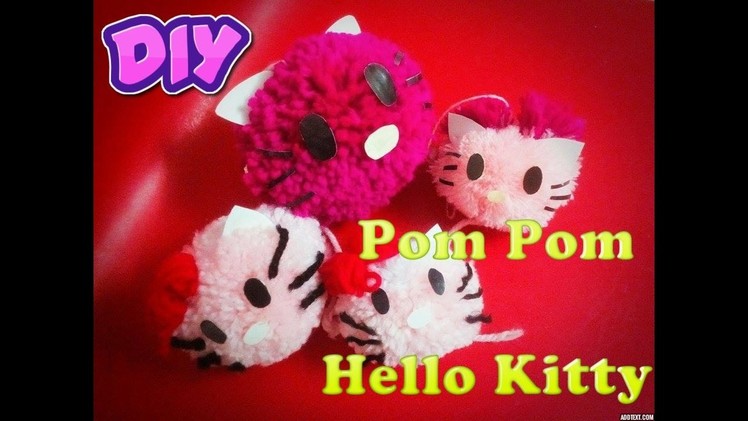 How to Make Mini Yarn Pom Poms Hello Kitty Easy DIY (Made by Wael Mlik)