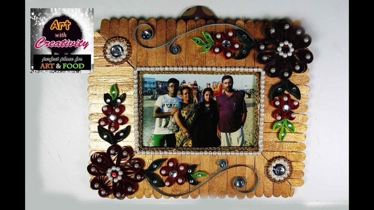 How to make photo frame | popscile stick & card board | DIY | Art with Creativity