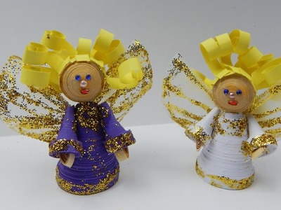 Quilling 3D Dolls - Christmas angels | DIY crafting Christmas angels