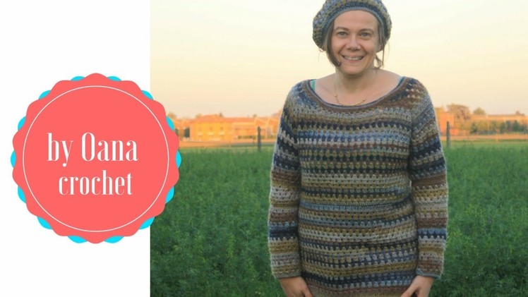 Crochet garnny stitch sweater sleeves border by Oana