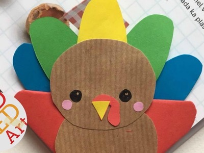 Easy Turkey Bookmark Corner - Fun Thanksgiving DIY - Paper Crafts