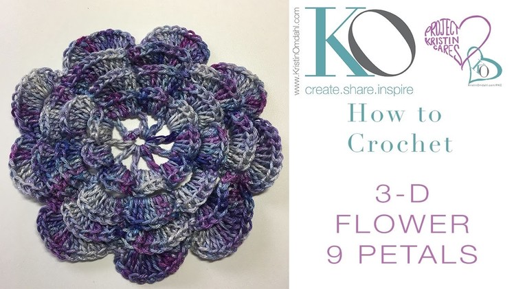 How to Crochet 3D 9 Petal Flower