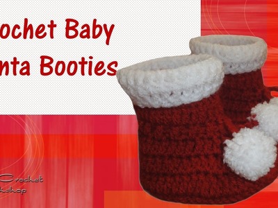 How to Crochet Baby Santa Booties