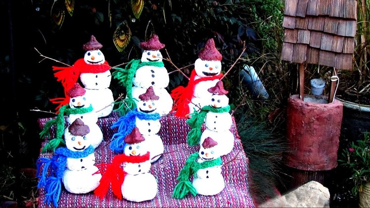 How To Make Hypertufa  Snowman With Crochet Scarf In Ga.
