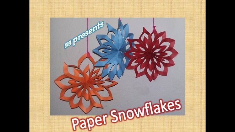 How to make paper Snowflake.christmas decorations. party decoration ideas.christmas tree ornaments