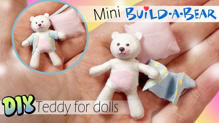 Miniature (NO SEW) Build A Bear Inspired Teddy Tutorial. DIY Dolls.Dollhouse