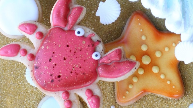 Beach crab & starfish cookies - how to make beach themed cookies perfect for a Moana party