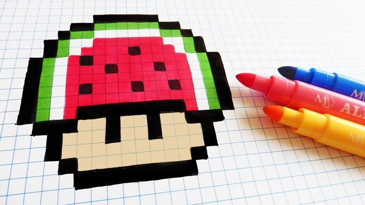 Handmade Pixel Art - How To Draw Watermelon Mushroom #pixelart