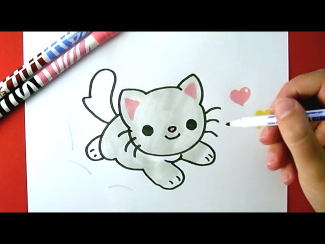 How to Draw a Cute Kitten - Como Dibujar un Gatto Kawaii