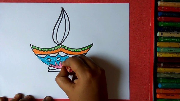 How to draw colorful diya step by step very easily for kids
