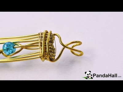 How to Make a Golden Wire Wrapped Bracelet with Blue Crackle Glass Beads