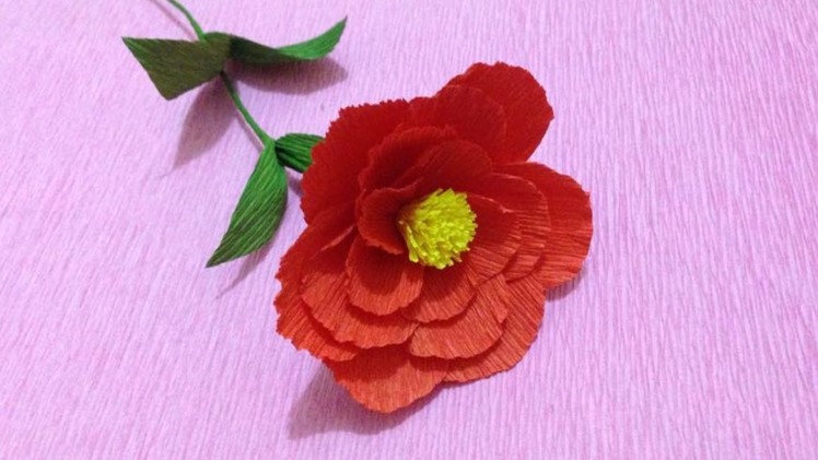 How to Make Camellia Crepe Paper flowers - Flower Making of Crepe Paper - Paper Flower Tutorial