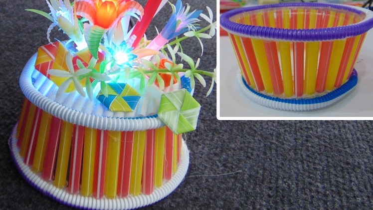 How to make flower pots from drinking straw