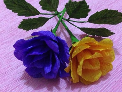 How to Make Rose Crepe Paper flowers - Flower Making of Crepe Paper - Paper Flower Tutorial