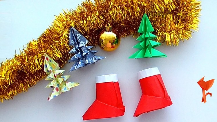 How to make Santa Claus Boots Paper - Origami for Beginners easy - Christmas Diy