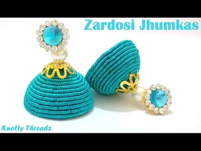 How to make Zardosi Jhumkas at Home | Tutorial !!