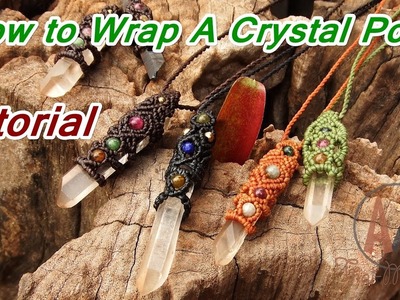 How to Tutorial macrame wrapped crystal point stone with waxed cord