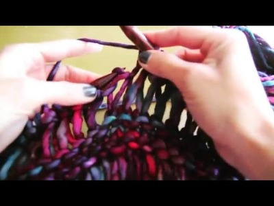Knitting drop stitch cowl with malabrigo yarn