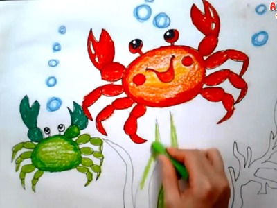 Painting animals for kids | How to draw a crap for kids | Art for kids