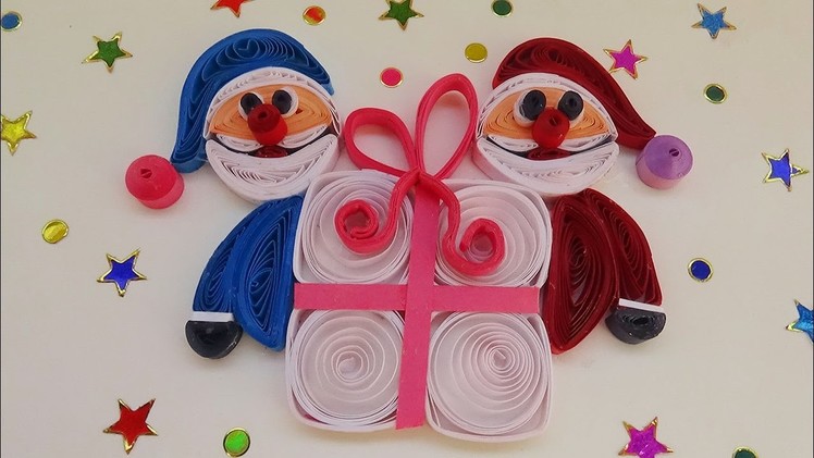 Quilling | How to make quilling Santa -merry christmas  Gift greeting card