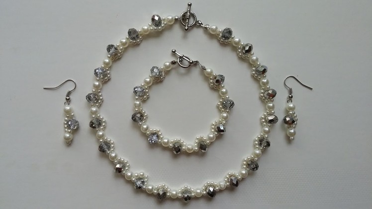Beginners jewelry  tutorial. How to make an elegant jewelry set: necklace, earrings, bracelet