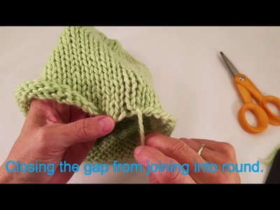 Closing the gap from joining knitting into the round.