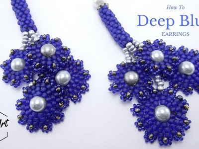 "Deep Blue" Earrings | Peyote & Circular Brick Stitch