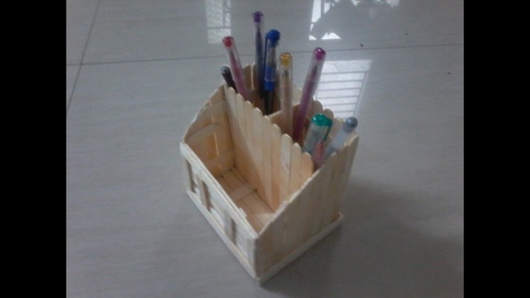 DIY: How to make pen cum mobile stand with ice cream sticks, popsicle sticks , multi purpose holder