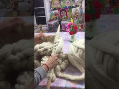 Giant Knitting with Wool Tops