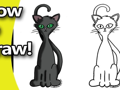 How to Draw a Black Cat Step by Step- Easy - With Free Printable Coloring Page