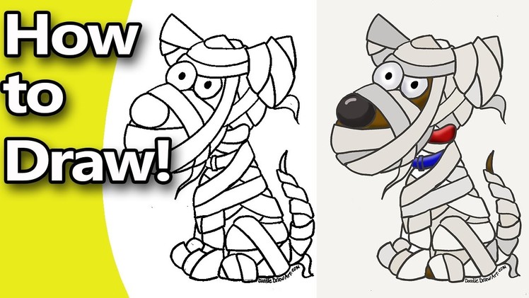 How to Draw a Cute Mummy Dog Step by Step With Free Printable Coloring Page!