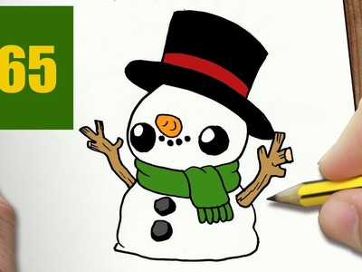 HOW TO DRAW A SNOWMAN CUTE, Easy step by step drawing lessons for kids