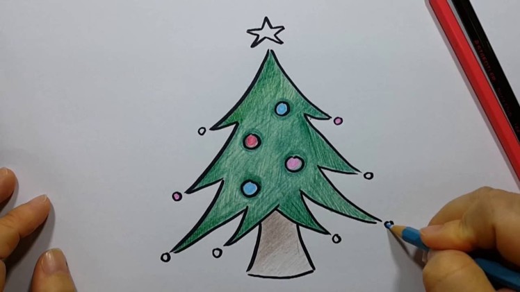 How to Draw  Christmas tree - Easy and Fun!!