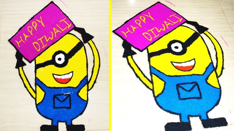 How to Draw Minion Rangoli for Diwali 2016 Exclusive By KreativeVisionFilms