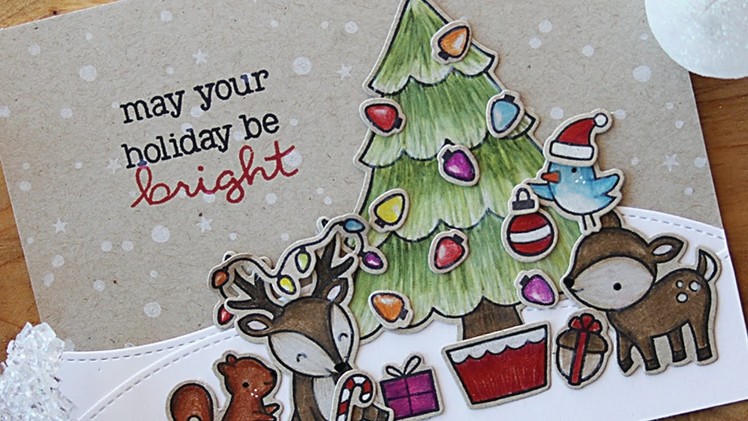 How to make a Christmas card with colored pencils