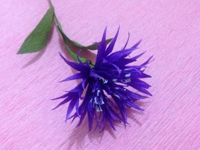 How to Make Cornflower Crepe Paper flowers - Flower Making of Crepe Paper - Paper Flower Tutorial