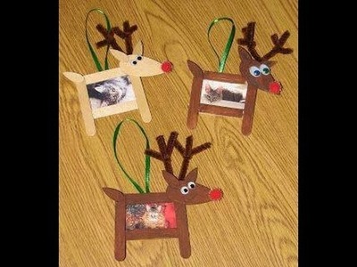 How To Make Reindeer Cork Picture Frame Using Popsicle Stick - Christmas Crafts For Kids