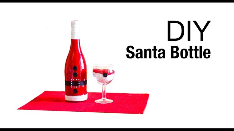 How  to make santa wine bottle christmas  decoration|santa clause wine bottle for holiday decoration