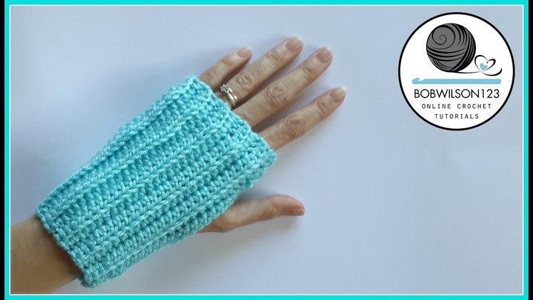 Knit look crochet fingerless gloves tutorial