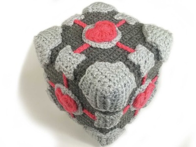 Making a Crochet Portal Weighted Companion Cube