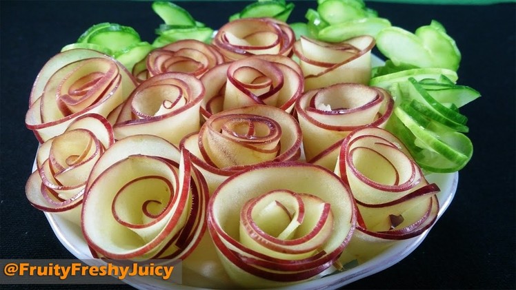 Art In Apple Flower Design - How To Make Apple Rose Garnish