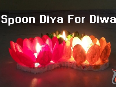 Diwali Home Decoration Ideas : How to Decorate Diwali Diyas from Plastic Spoons # Komali Arts