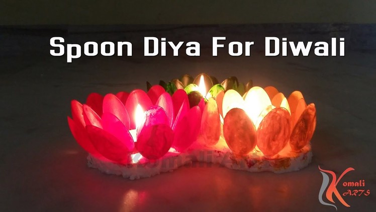 Diwali Home Decoration Ideas : How to Decorate Diwali Diyas from Plastic Spoons # Komali Arts
