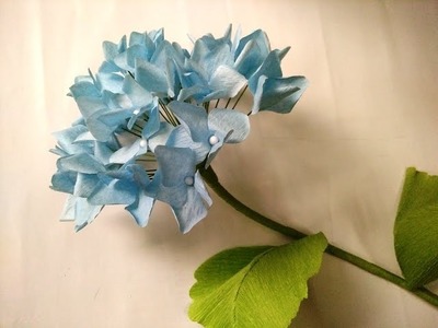DIY   How to make paper flower -  Hydrangea   Lam hoa Cam Tu cau bang giay nhun